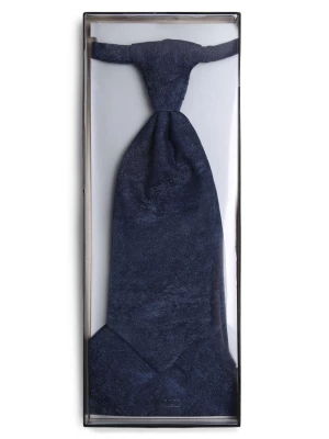 Tziacco Męski plastron i poszetka z dodatkiem jedwabiu Mężczyźni Regular Fit Bawełna niebieski wypukły wzór tkaniny,