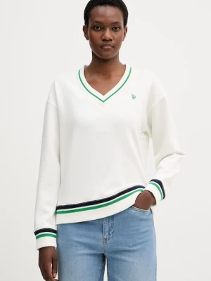 U.S. Polo Assn. bluza damska z wiskozą V Neck beżowy