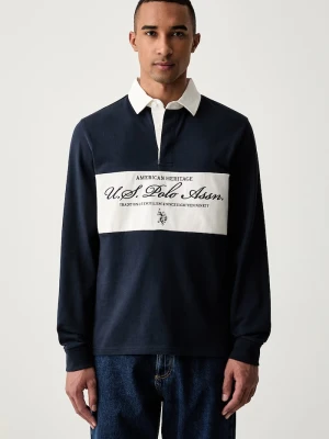 U.S. Polo Assn. bluza męska bawełniana PREMIUM EMBROIDERY GRAPHIC RUGBY granatowy