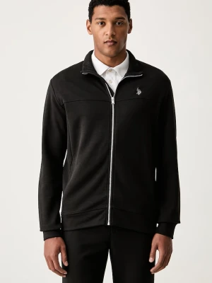 U.S. Polo Assn. bluza rozpinana męska z bawełną LUXE DHM ZIP THROUGH FUNNEL czarny