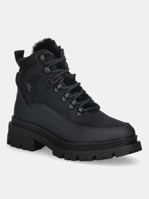 U.S. Polo Assn. botki ALICYA001A damskie kolor czarny na płaskim obcasie ocieplone ALICYA001W/EHY2