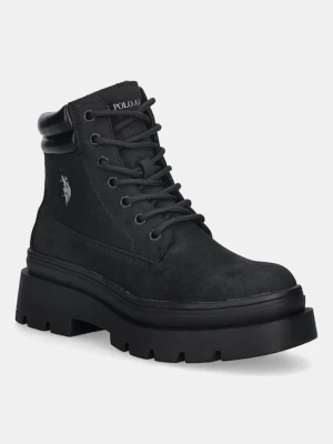 U.S. Polo Assn. botki SHONA001 damskie kolor czarny na płaskim obcasie SHONA001W/EHY1