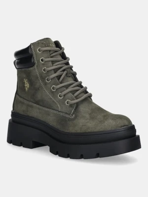 U.S. Polo Assn. botki SHONA001 damskie kolor zielony na płaskim obcasie SHONA001W/EHY1