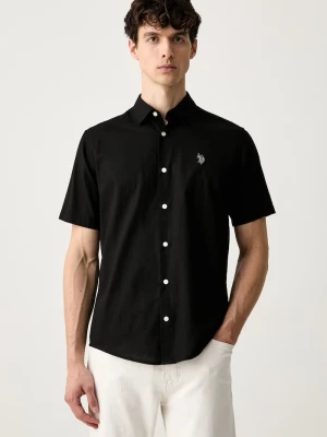 U.S. Polo Assn. koszula męska z dodatkiem lnu LINEN BLEND SS czarny