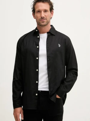 U.S. Polo Assn. koszula safari męska z lnem LINEN BLEND LS