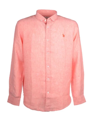 U.S. Polo Assn. Lniana koszula - Regular fit - w kolorze brzoskwiniowym rozmiar: M