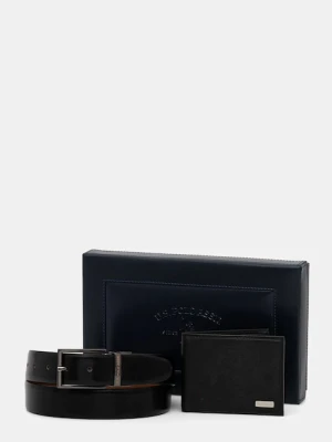 U.S. Polo Assn. portfel i pasek skórzany Lawrence męski kolor brązowy WIU6L2681MHA