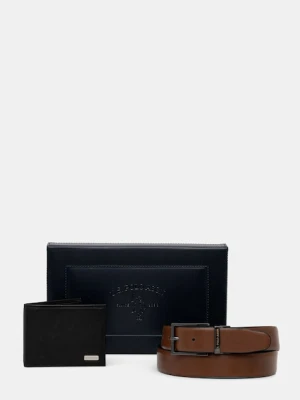 U.S. Polo Assn. portfel i pasek skórzany Lawrence męski kolor czarny WIU6L2681MHA