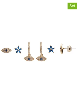 U.S. Polo Assn. Pozłacane kolczyki (3 pary) z kryształami rozmiar: onesize