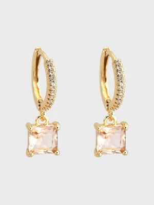 U.S. Polo Assn. Pozłacane kolczyki-kreole z kryształami i topazem rozmiar: onesize