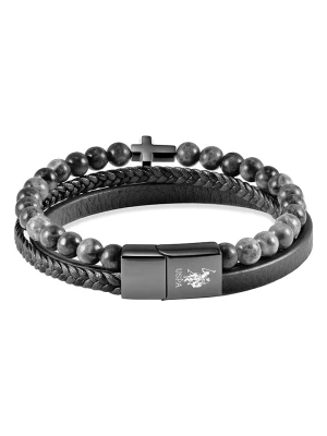U.S. Polo Assn. Skórzana bransoletka w kolorze szaro-czarnym rozmiar: onesize