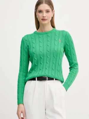 U.S. Polo Assn. sweter damski bawełniany CREW NECK CABLE