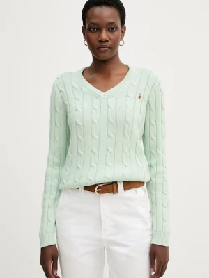 U.S. Polo Assn. sweter damski bawełniany V-NECK CABLE
