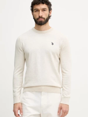 U.S. Polo Assn. sweter męski bawełniany DHM KNIT beżowy