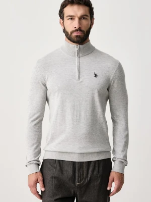 U.S. Polo Assn. sweter męski z bawełną Rich Funnel 1 / 4 Zip szary
