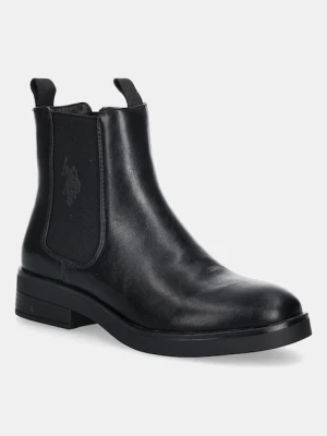 U.S. Polo Assn. sztyblety YLENIA003 damskie kolor czarny na płaskim obcasie YLENIA003W/EY1