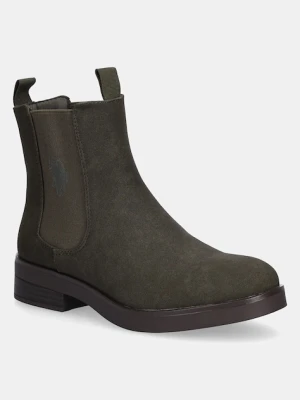 U.S. Polo Assn. sztyblety YLENIA003W damskie kolor zielony na płaskim obcasie YLENIA003W/EH1