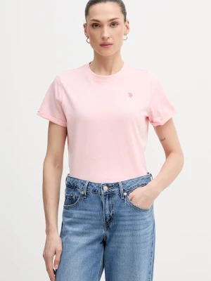 U.S. Polo Assn. T-shirt damski bawełniany CREW NECK różowy