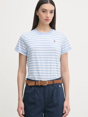 U.S. Polo Assn. T-shirt damski bawełniany STRIPE CREW NECK niebieski