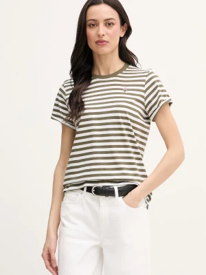 U.S. Polo Assn. T-shirt damski bawełniany STRIPE CREW NECK zielony