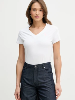 U.S. Polo Assn. T-shirt damski bawełniany V-NECK biały