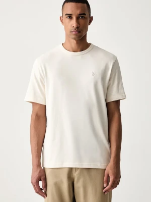U.S. Polo Assn. T-shirt męski bawełniany RELAXED FIT DHM beżowy