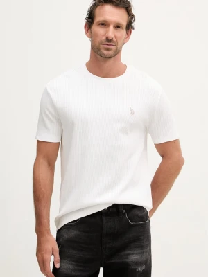 U.S. Polo Assn. t-shirt męski bawełniany RIB TEXTURE biały