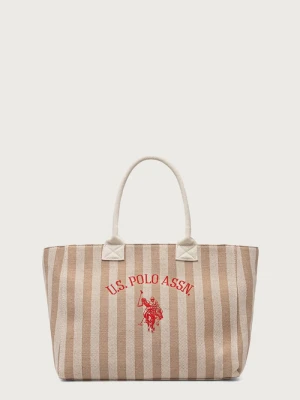 U.S. Polo Assn. torebka tote damska bawełniana beżowy