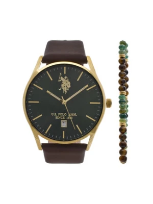 U.S. Polo Assn. Zestaw zegarek i bransoletka Colin USP6376TW Złoty
