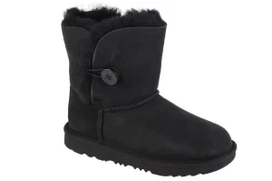 UGG Bailey Button II Kids 1017400K-BLK, Dla dziewczynki, Czarne, buty zimowe, skóra zamszowa, rozmiar: 32,5