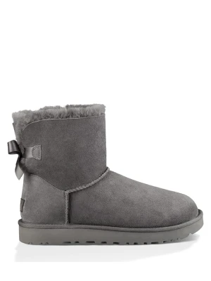 UGG Botki "Mini Baily Bow" w kolorze szarym ze skóry jagnięcej rozmiar: 40