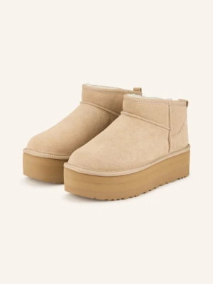 Ugg Botki Na Platformie Classic Ultra Mini Platform beige