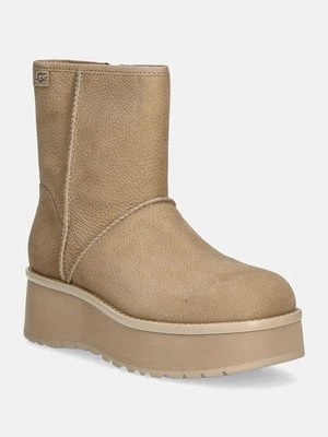 UGG botki skórzane Cityfunc Mid kolor beżowy na platformie 1163030-MDSD