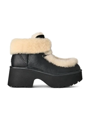 UGG botki skórzane Esmee Leather Lace Up damskie kolor czarny na słupku ocieplone 1176110.BLK