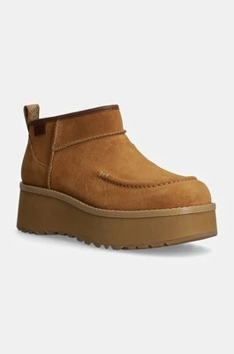 UGG botki zamszowe Cityfunc Ultra Mini kolor brązowy na platformie 1158193-CHE