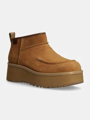 UGG botki zamszowe Cityfunc Ultra Mini kolor brązowy na platformie 1158193-CHE