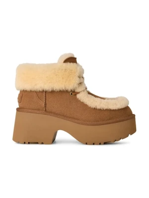 UGG botki zamszowe Esmee Lace Up kolor brązowy na słupku ocieplone 1171532.CHE