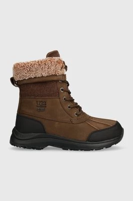UGG buty zamszowe Adirondack Boot III Tipped damskie kolor brązowy na płaskim obcasie lekko ocieplone 1143845