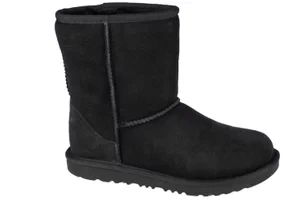 UGG Classic II Kids 1017703K-BLK, Dla dziewczynki, Czarne, buty zimowe, skóra naturalna, rozmiar: 31