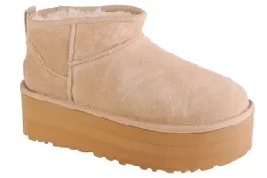 UGG Classic Ultra Mini Platform 1135092-SAN, Damskie, Beżowe, buty zimowe, skóra zamszowa, rozmiar: 40