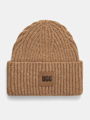 UGG czapka beanie damska z dodatkiem wełny brązowy