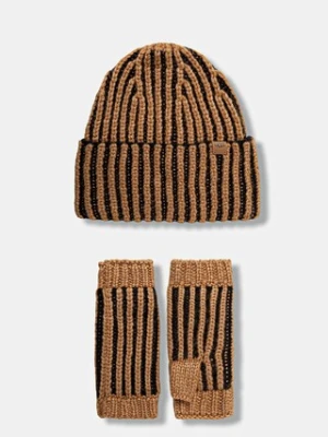 UGG czapka i mitenki z domieszką wełny CHUNKY