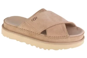 UGG Goldenstar Cross Slide 1137910-DRI, Damskie, Beżowe, klapki, skóra zamszowa, rozmiar: 38