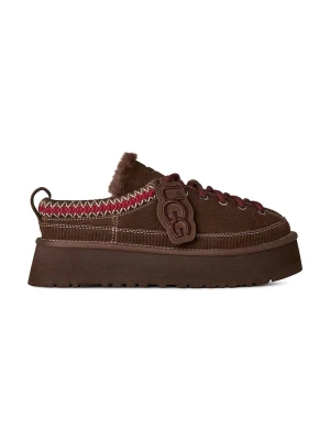 UGG kapcie damskie zamszowe W Heritage Lace-Up Slipper brązowy