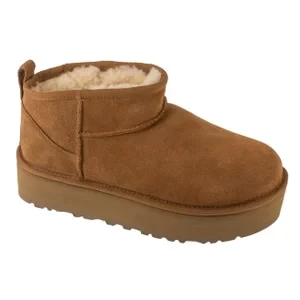 UGG Kids Classic Ultra Mini Platform 1157791K-CHE, Dla dzieci, Brązowe, buty zimowe, skóra zamszowa, rozmiar: 32,5