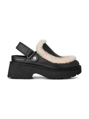 UGG klapki Esmee Leather Clog damskie kolor czarny na platformie 1171507.BLK