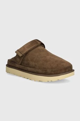 UGG klapki zamszowe Goldenstar Clog damskie kolor brązowy na platformie 1138252-HCK