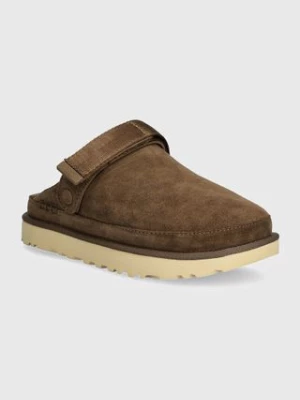 UGG klapki zamszowe Goldenstar Clog damskie kolor brązowy na platformie 1138252-HCK