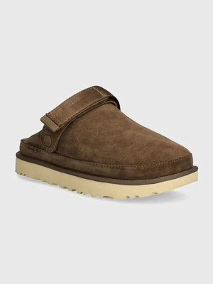 UGG klapki zamszowe Goldenstar Clog damskie kolor brązowy na platformie 1138252-HCK