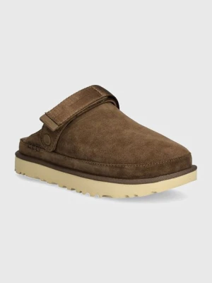 Zdjęcie produktu UGG klapki zamszowe Goldenstar Clog damskie kolor brązowy na platformie 1138252-HCK